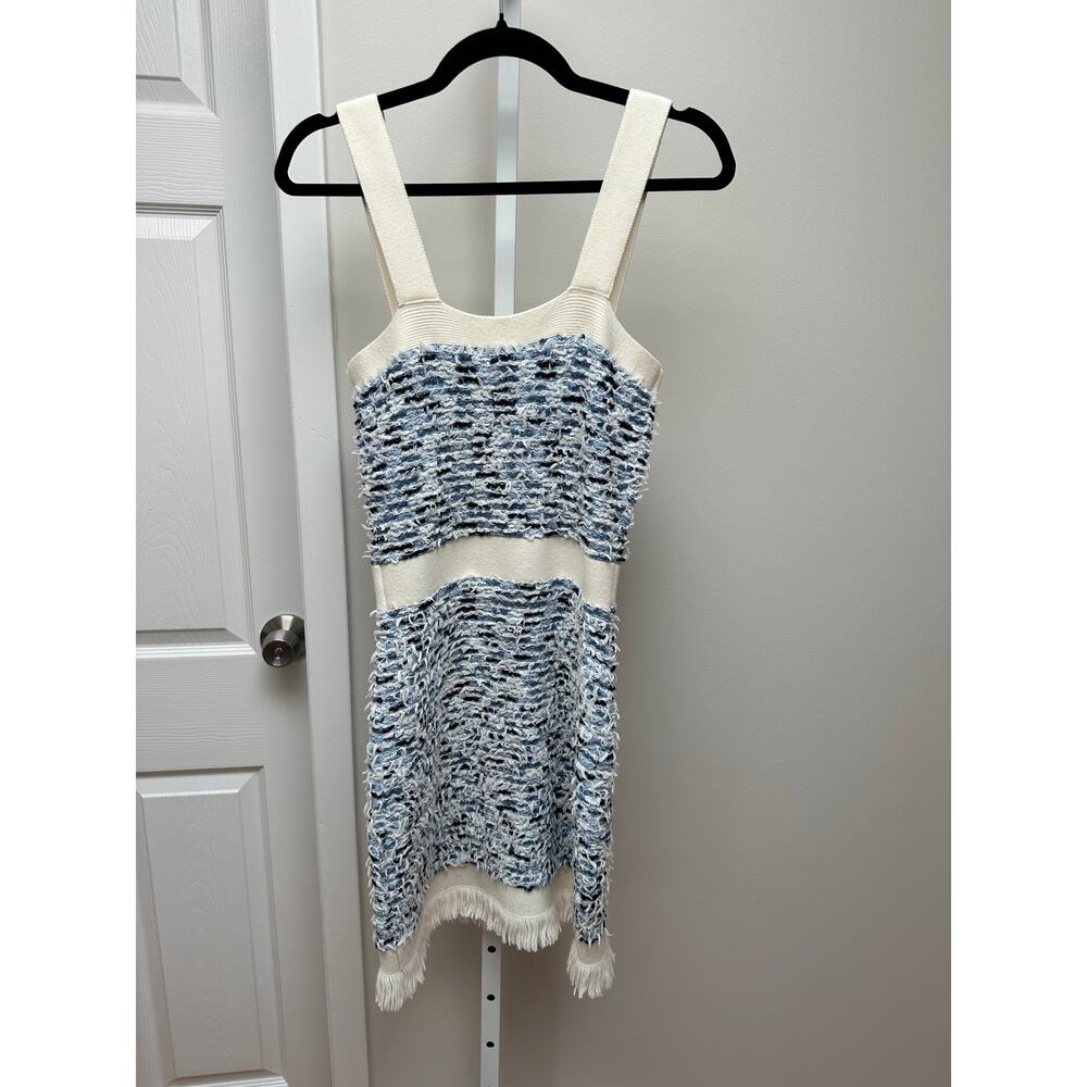 Milly Blue and Cream Tweed Mini Dress - Picture 7 of 8
